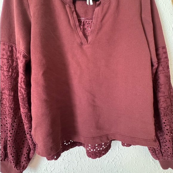 Anthropologie Tops - Anthropologie - Maroon Long Sleeve Shirt with Stitching Detail - Size S